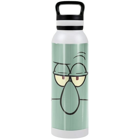 Spongebob Official Squidward Angry Face 24 oz Insulated Canteen Water Bottle, Leak Resistant, Vacuum Insulated Stainless Steel with Loop Cap