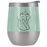 Spongebob Official Squidward Handsome Face 12 oz Stemless Tumbler, Stainless Steel Travel Cup|Lake Tumbler|Insulated with Leak Resistant Slide-Lock Lid