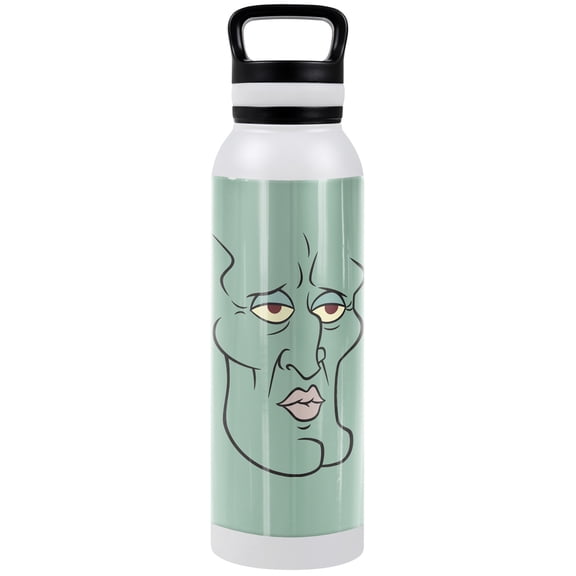 Spongebob Official Squidward Handsome Face 24 oz Insulated Canteen Water Bottle, Leak Resistant, Vacuum Insulated Stainless Steel with Loop Cap