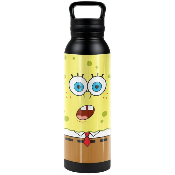 Spongebob Official Surprise Face 24 oz Insulated Canteen Water Bottle, Leak Resistant, Vacuum Insulated Stainless Steel with Loop Cap