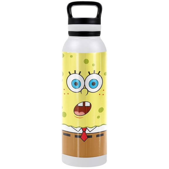 Spongebob Official Surprise Face 24 oz Insulated Canteen Water Bottle, Leak Resistant, Vacuum Insulated Stainless Steel with Loop Cap
