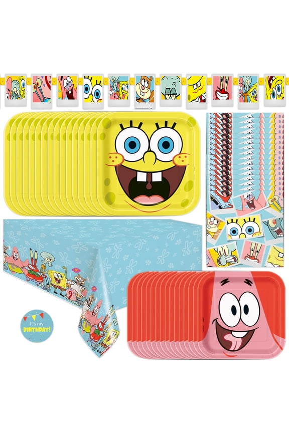Spongebob Party Supplies & Decorations - Banner, Tablecloth, Plates, Napkins, Sticker