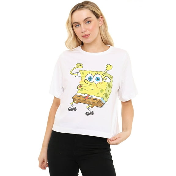 Spongebob Party Women's Boxy Cropped T-Shirt Casual Graphic Tee
