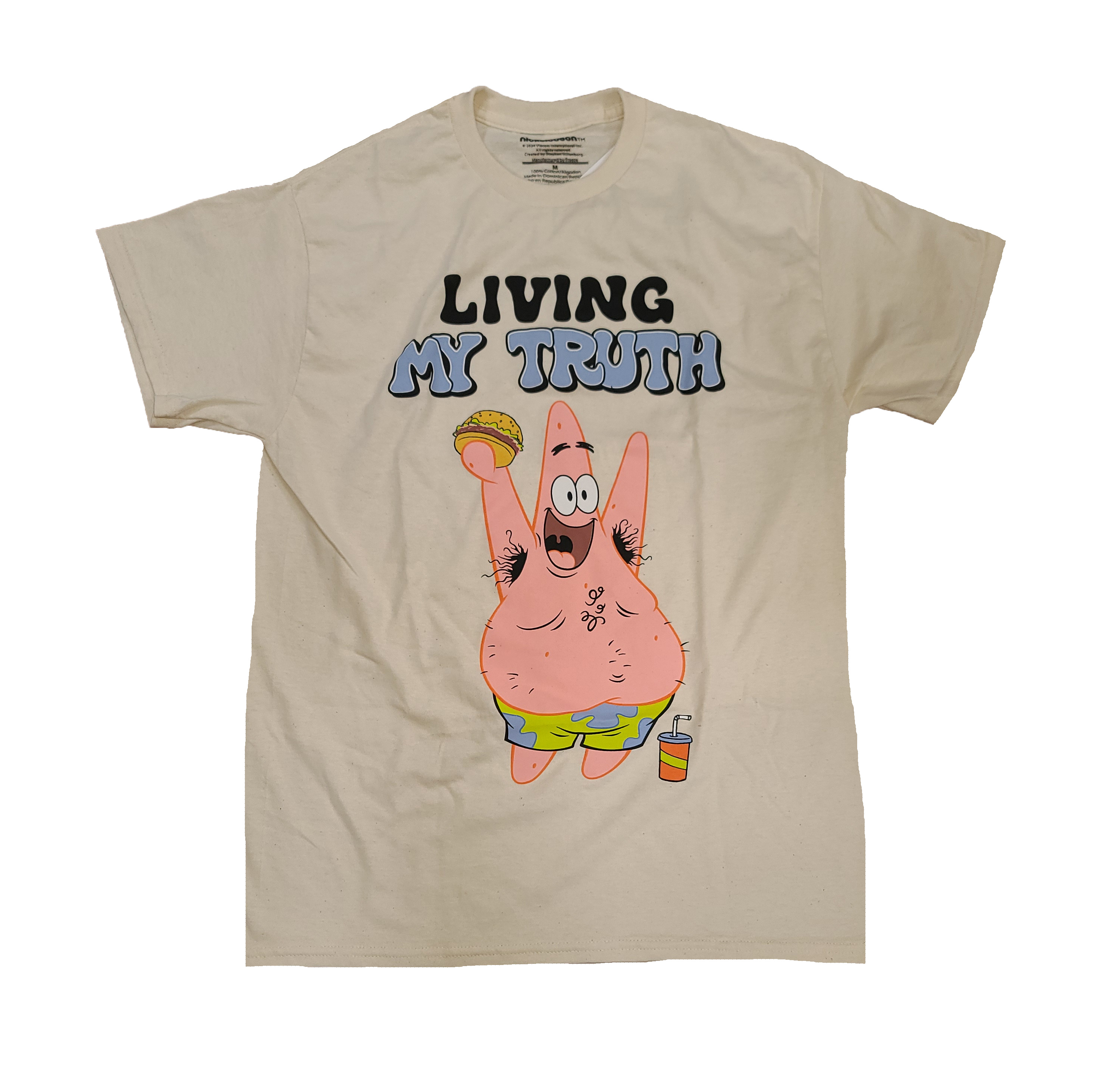 Spongebob Patrick Living My Truth Beige Graphic TShirt Large
