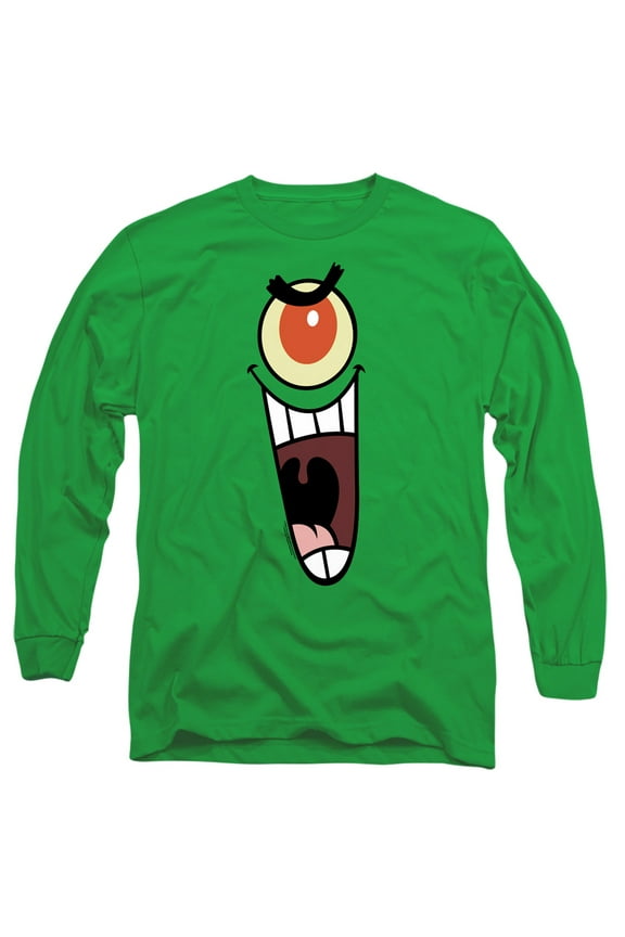Spongebob Plankton Sinister Face Unisex Adult Long-Sleeve T Shirt