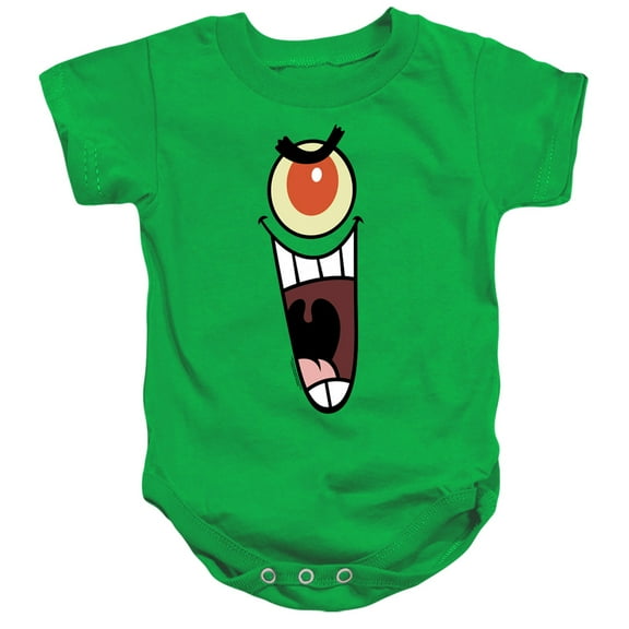 Spongebob Plankton Sinister Face Unisex Infant Snap Suit for Baby, Kelly Green, 24 Months