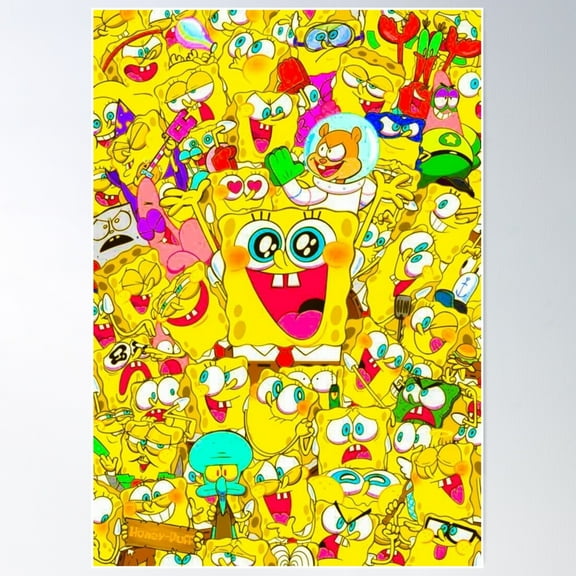 Spongebob Poster Wall Art, Modern Wall Decor For Living Room Bedroom, 8x12 UNFRAMED