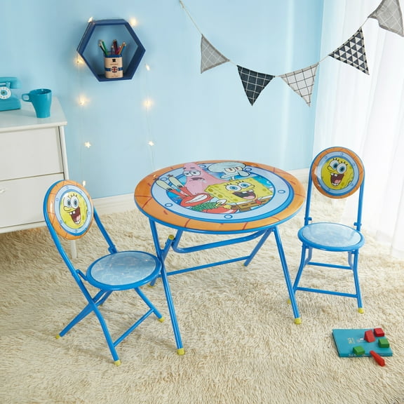 Spongebob Printed Round 3 Piece Folding Table and Chair Set
