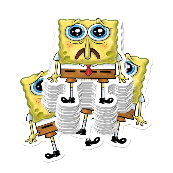 Spongebob Sad Expression Sticker Pack 50ct Stacked  Die Cut Vinyl Large Deluxe Variety Set for Laptop, Water Bottle, Scrapbooking, Tablet & Indoor/Outdoor Use