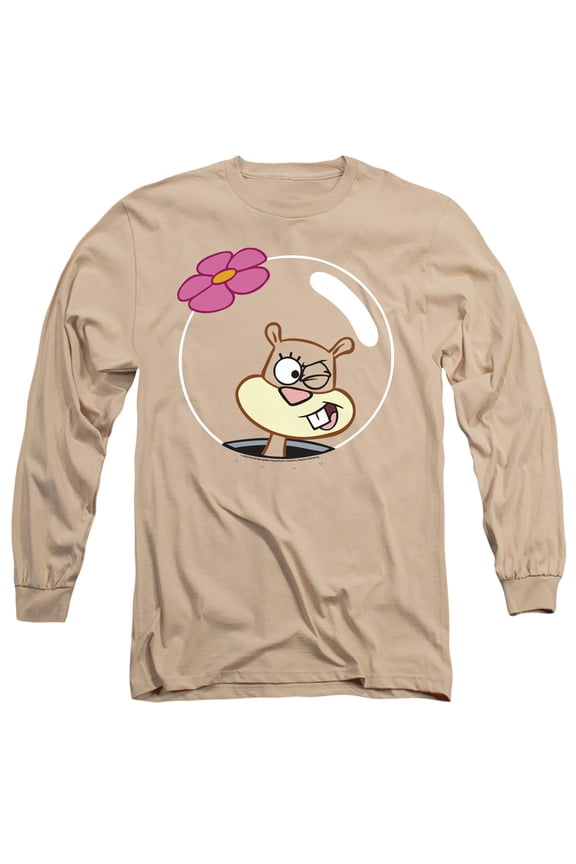 Spongebob Sandy Wink Face Unisex Adult Long-Sleeve T Shirt (Small) Sand