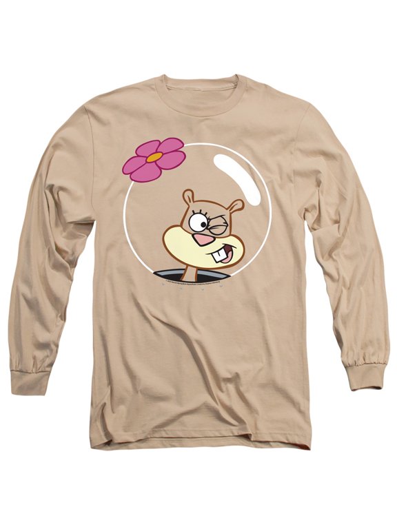 Spongebob Sandy Wink Face Unisex Adult Long-Sleeve T Shirt (Small) Sand
