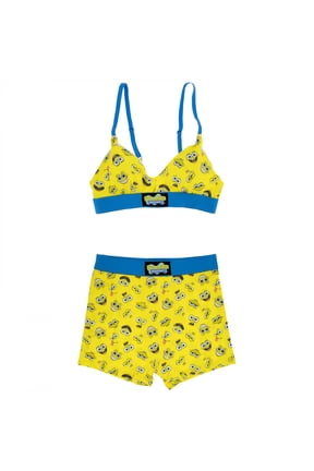 Spongebob Silly Faces Plate Bra and Boy Short Panty Set-Large