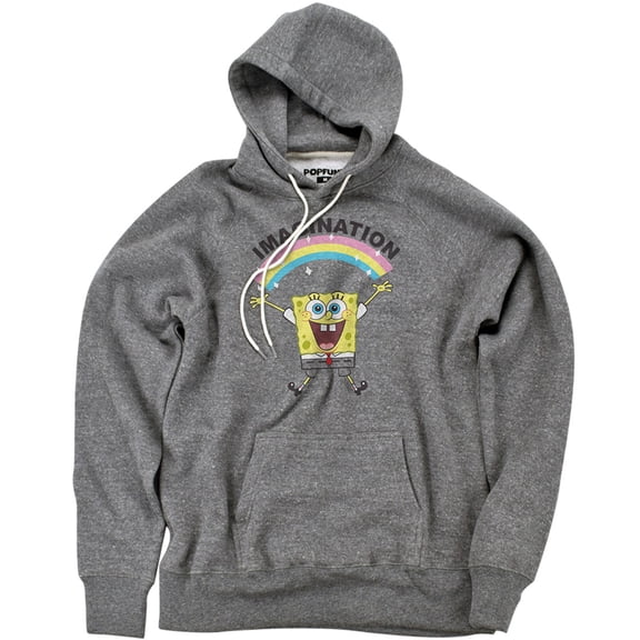 Spongebob Simple Imagination Unisex Adult Slim Fit Pull-Over Heather Hoodie, Athletic Heather, Small