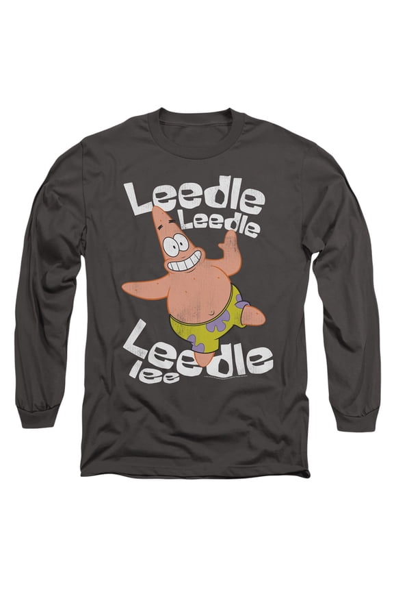 Spongebob Singing Patrick Unisex Adult Long-Sleeve T Shirt (Large) Charcoal