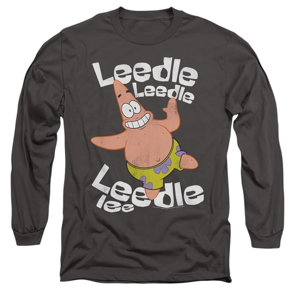 Spongebob Singing Patrick Unisex Adult Long-Sleeve T Shirt (X-Large) Charcoal