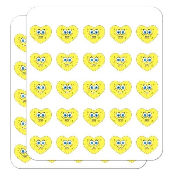 Spongebob Smiling Face Heart Shaped Planner Calendar Scrapbook Craft Stickers