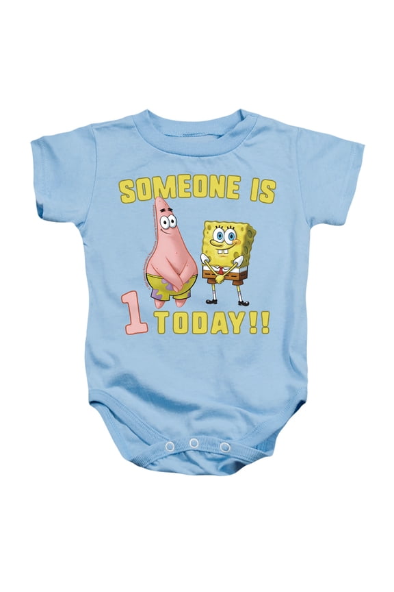 Spongebob Someone's Birthday Unisex Infant Snap Suit for Baby (12 Months) Light Blue