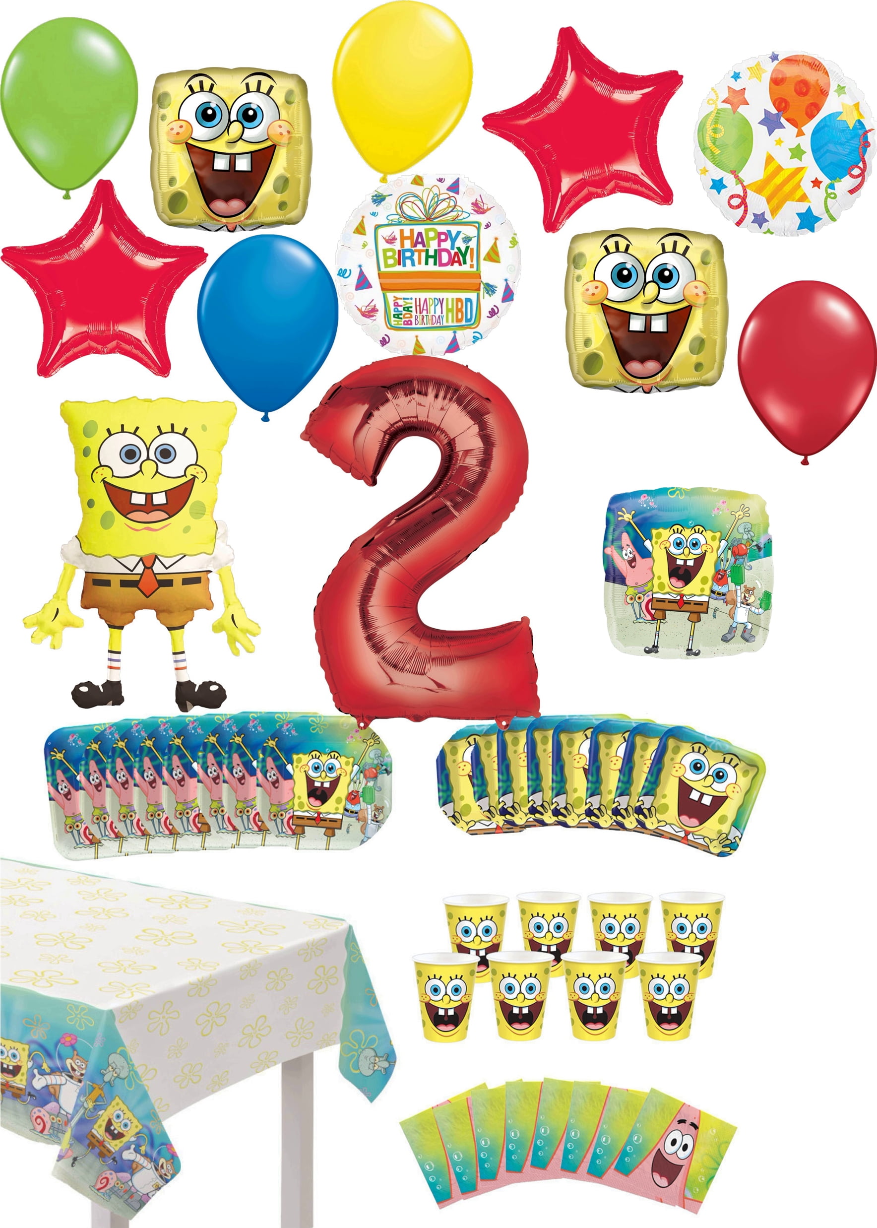 Spongebob Square Pants 2nd Birthday Party Supplies 8 Guest Table Decor