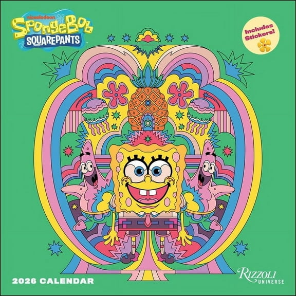 Spongebob Squarepants 2026 Wall Calendar (Includes Stickers), (Paperback)