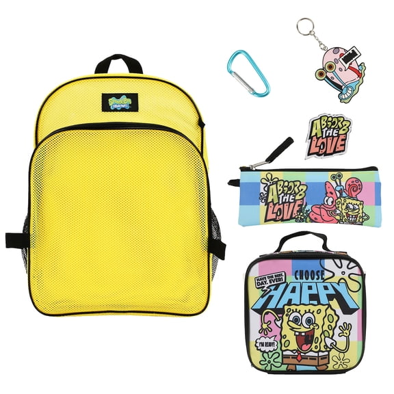 Spongebob Squarepants 5-Piece Clear Backpack & Lunchbox Set