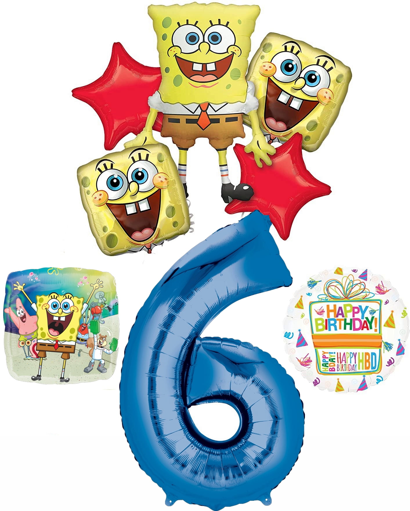 MAYFLOWER PRODUCTS Spongebob Squarepants 6th Birthday Party Supplies and Balloon Bouquet Decorations