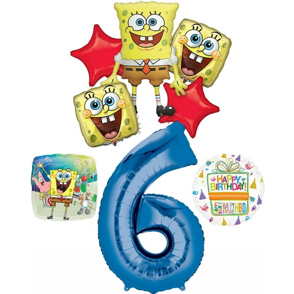 Spongebob Squarepants 6th Birthday Party Supplies and Balloon Bouquet Decorations