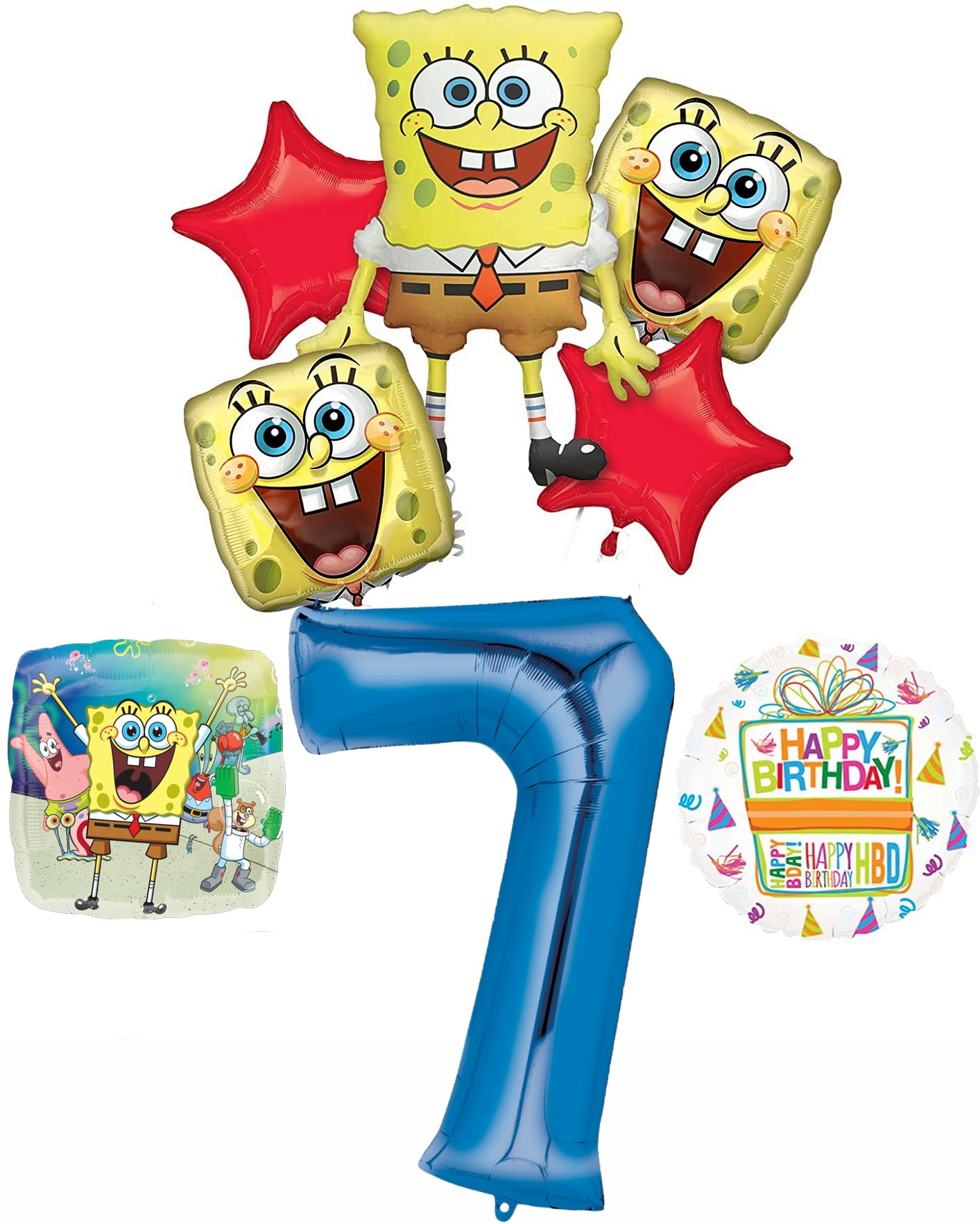 Spongebob Squarepants 7th Birthday Party Supplies and Balloon Bouquet  Decorations 