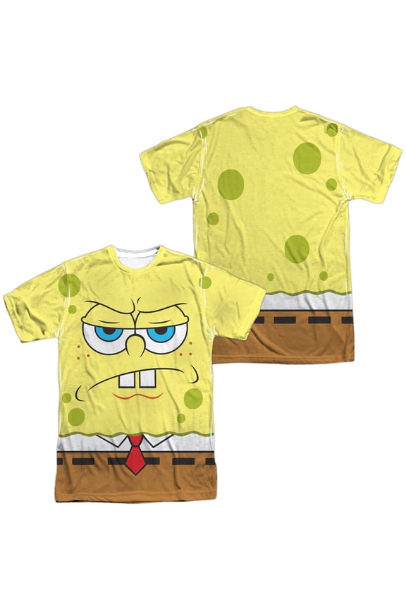 Angry Face Unisex Adult Sublimated Halloween Costume T Shirt (Medium) White (Front/Back)