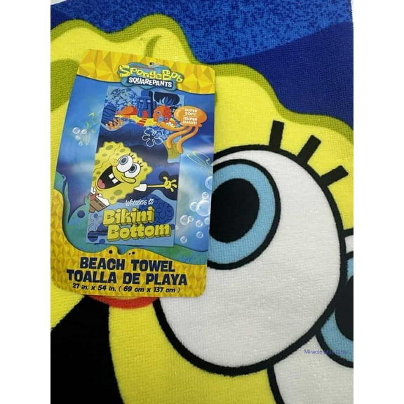 Spongebob Squarepants Bikini Bottom Beach Bath Pool Towel 27 in x 54 in for Kids and Adult