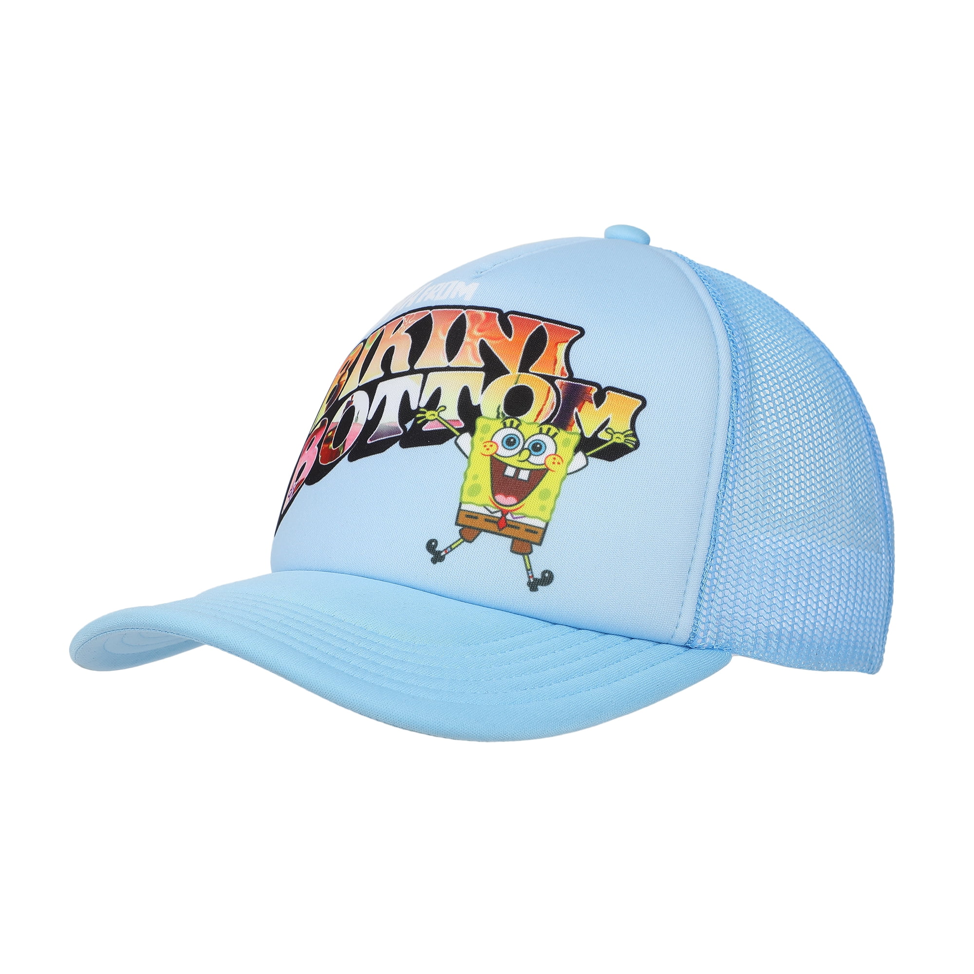 Spongebob Aloha Bikini Bottom Adjustable 5 Panel Hat Cap Nickelodeon Blue Spongebob Squarepants Baseball Cap, Tropical Floral Curved  main image 2