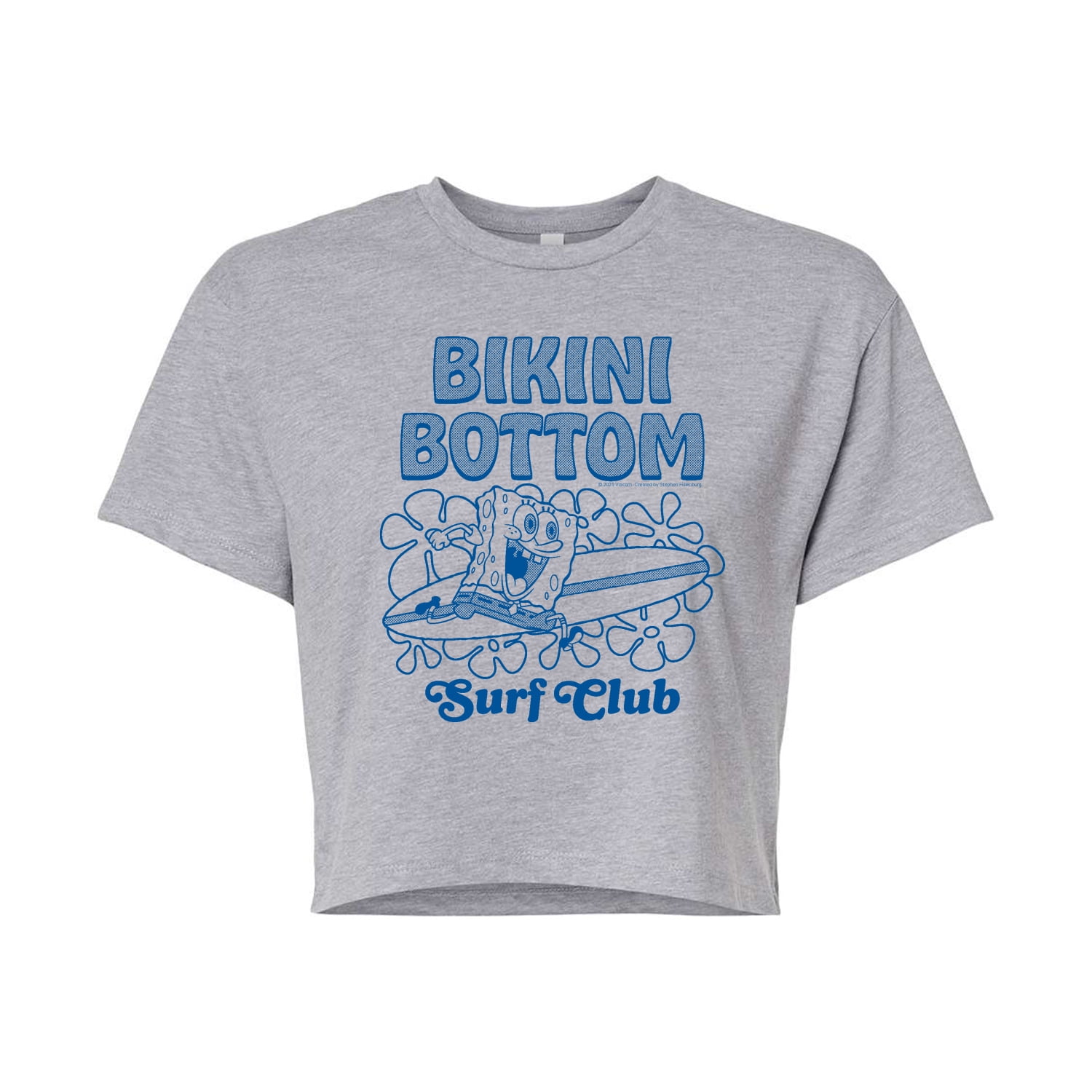 Spongebob Squarepants - Bikini Bottom Surf - Juniors Cropped Graphic T-Shirt