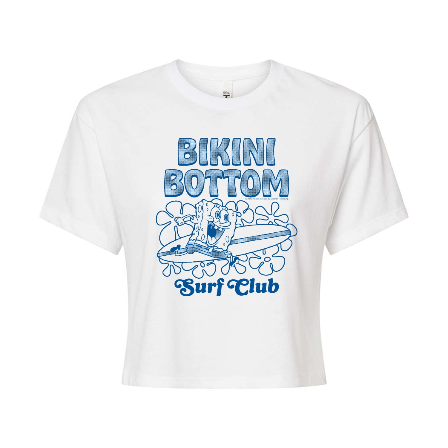 Spongebob Squarepants - Bikini Bottom Surf - Juniors Cropped Graphic T-Shirt