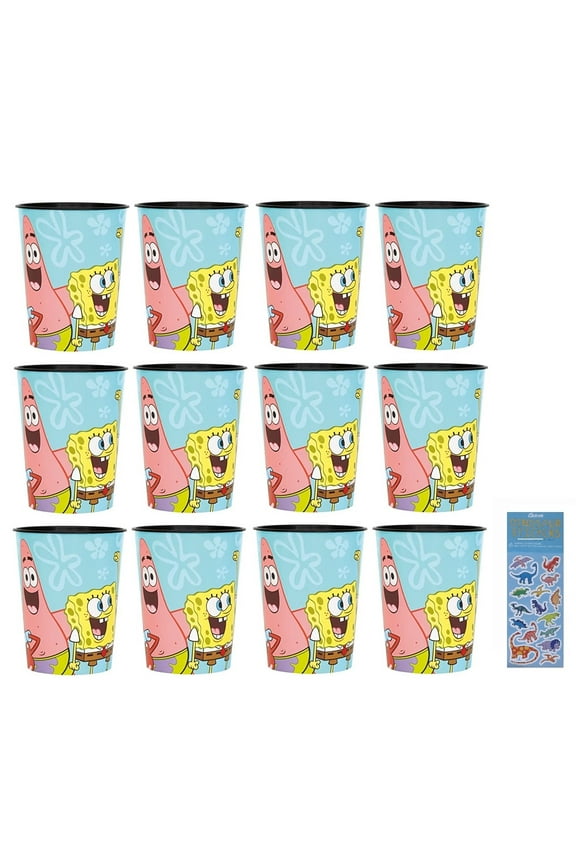 Spongebob Squarepants Birthday Party Supplies Favor Bundle Pack includes Plastic Reusable Cups - 12 Count