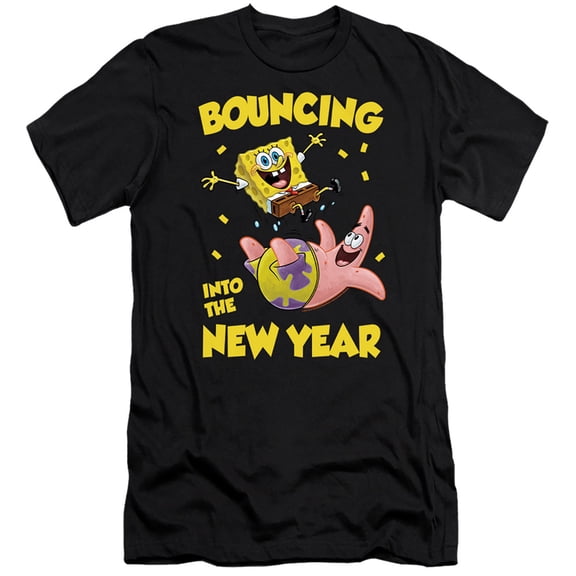 Spongebob Squarepants Bouncing Into the New Year Unisex Adult Canvas Brand T Shirt