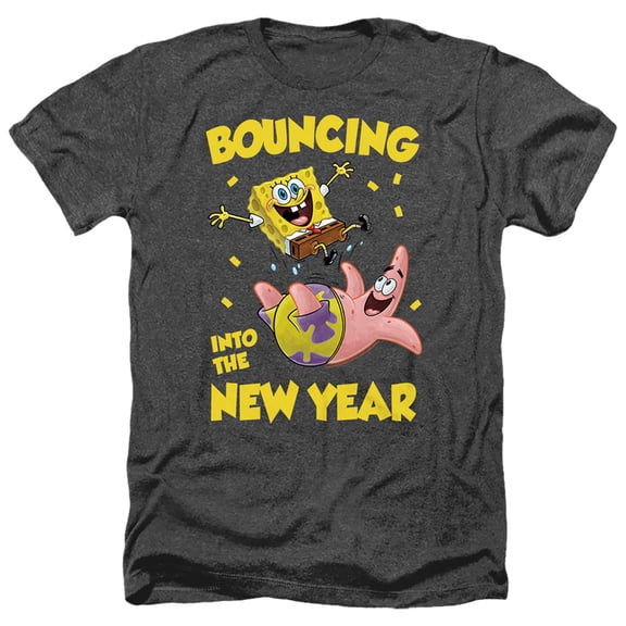 Spongebob Squarepants Bouncing Into the New Year Unisex Adult Heather T Shirt