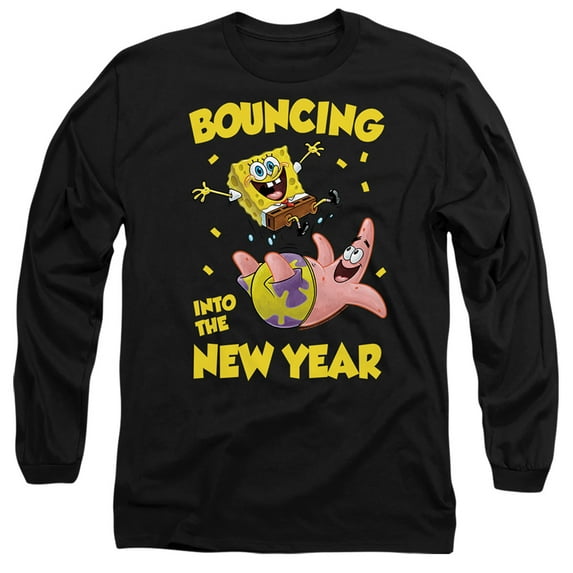 Spongebob Squarepants Bouncing Into the New Year Unisex Adult Long-Sleeve T Shirt