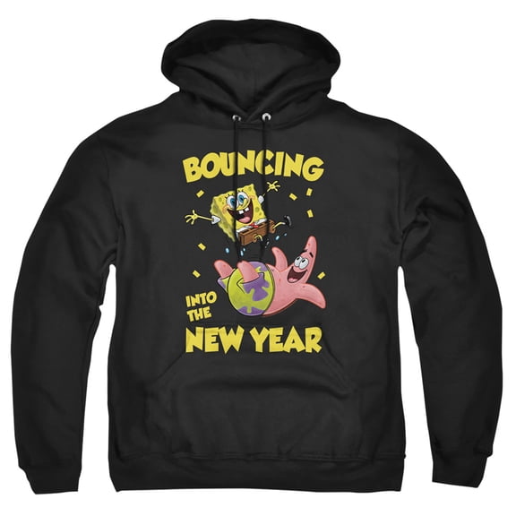 Spongebob Squarepants Bouncing Into the New Year Unisex Adult Pull-Over Hoodie