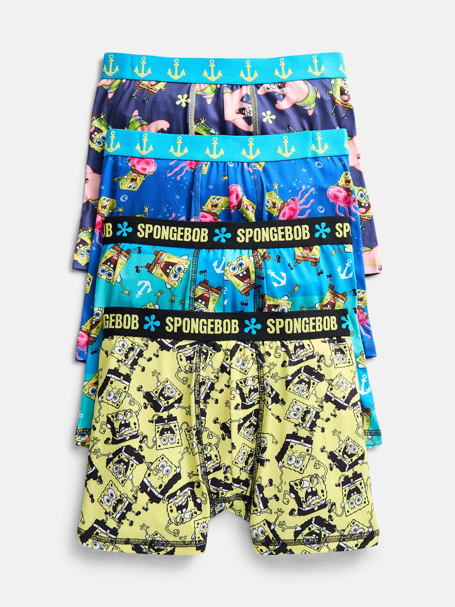 SpongeBob SquarePants Boy's Boxer Briefs, 4-Pack
