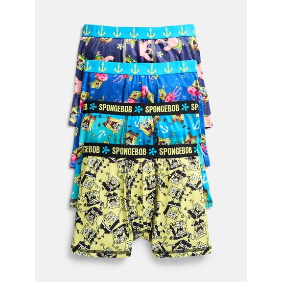 SpongeBob SquarePants Boy's Boxer Briefs, 4-Pack