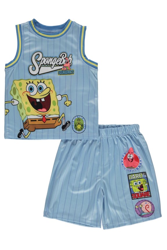 Boys' 2-Piece Basketball Jersey Set Color: blue Size: 4t