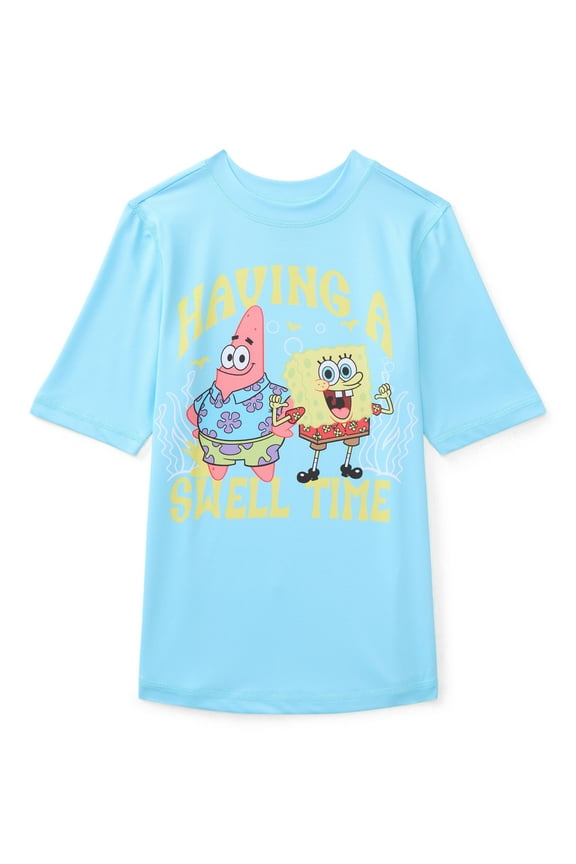 Boys Graphic Rash Guard Top with Short Sleeves, Sizes 4-12