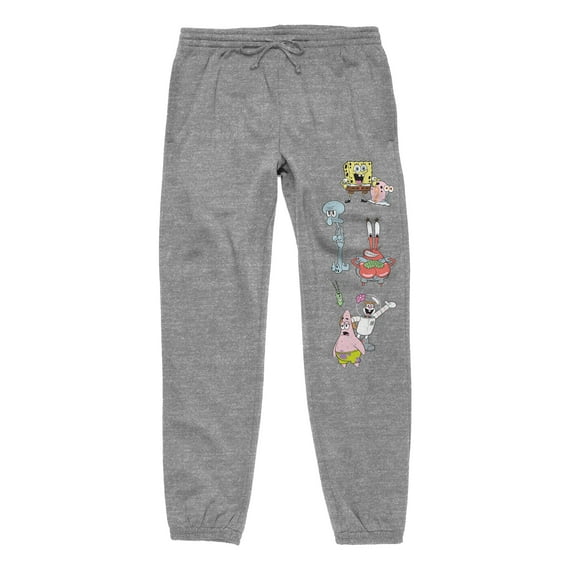 Spongebob Squarepants Cartoon Character Group Adult Unisex Athletic Heather Graphic Sweatpants -XXL