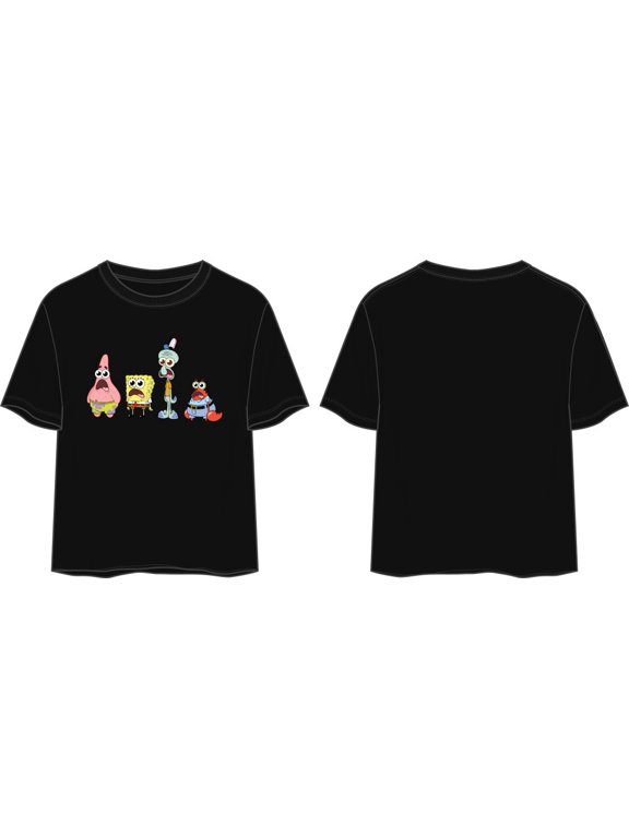 Spongebob Squarepants Cartoon Characters Juniors Black Graphic Tee-XL