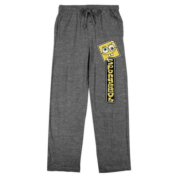 Spongebob Squarepants Character Art Men's Gray Heather Sleep Pajama Pants-Medium