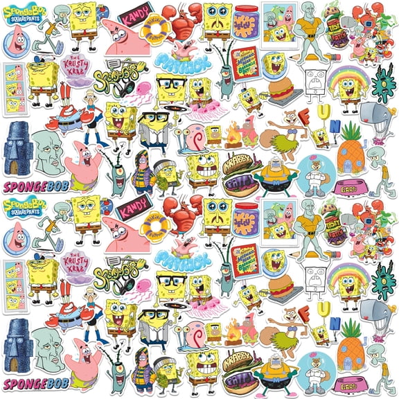 Spongebob Squarepants Character Sticker Pack 100ct Vinyl Decals  Bikini Bottom Favorites, Cartoon Humor Art & Ocean-Themed Designs for Laptop, Water Bottle, Scrapbooking, Tablet, Indoor & Outdoor
