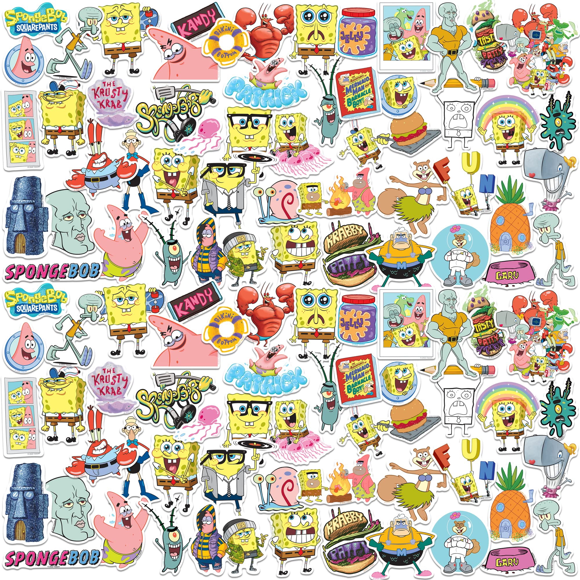 Spongebob Squarepants Character Sticker Pack 150ct Vinyl Decals  Bikini Bottom Favorites, Cartoon Humor Art & Ocean-Themed Designs for Laptop, Water Bottle, Scrapbooking, Tablet, Indoor & Outdoor