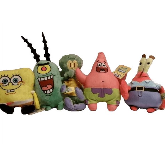 Spongebob Squarepants Characters 6"- 8" 5Pc Plush Toy Set / Spongebob Plush, Patrick, Squidward, Mr. Krabs, Plankton Plush Doll Set