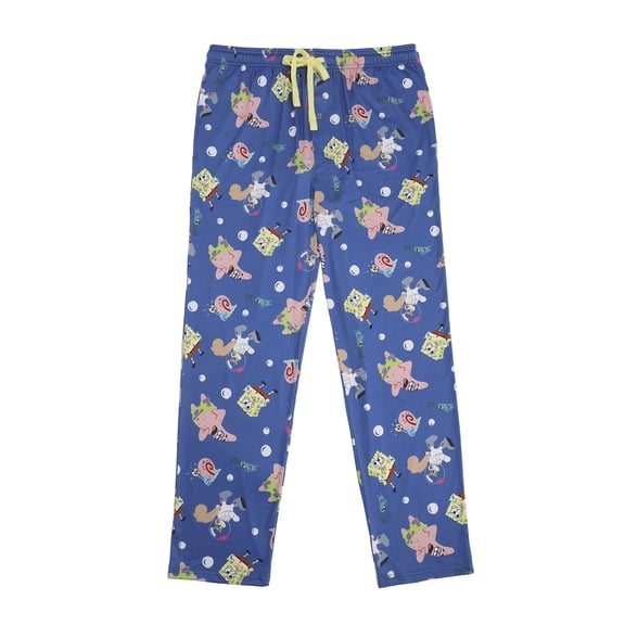 Spongebob Squarepants Characters & Bubbles Mens' Blue Sleep Pajama Pants - XL