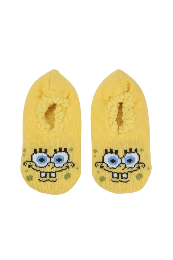 Spongebob Squarepants Cheerful Face Women's Slipper Socks-Large-X-Large