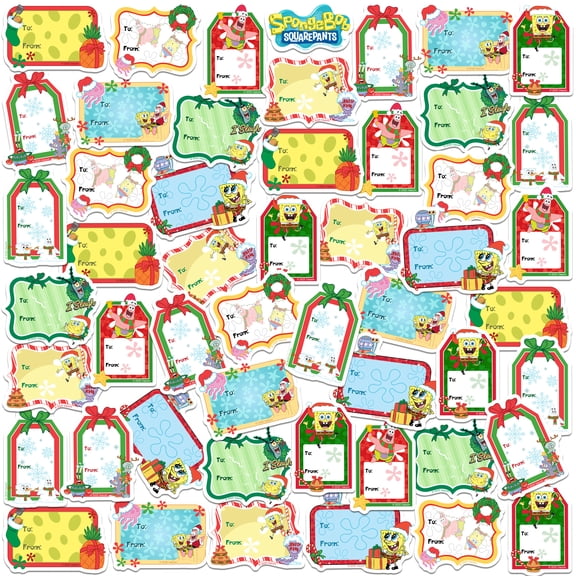 Spongebob Squarepants Christmas Labels 50-Count